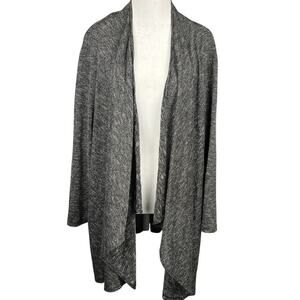 Catherines Womens Cardigan Size 3X Open Front Knit Black with White Threading